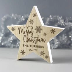Personalised Merry Christmas Rustic Wooden Star Decoration -Xmas Decor Shop p0111c90 2