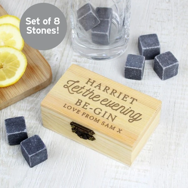 Personalised Let The Evening Be-Gin Cooling Stones 1 Personalised Let The Evening Be-Gin Cooling Stones