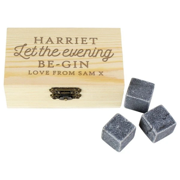 Personalised Let The Evening Be-Gin Cooling Stones 2 Personalised Let The Evening Be-Gin Cooling Stones - Image 2