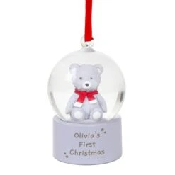 Personalised Message Teddy Bear Glitter Snow Globe Tree Decoration -Xmas Decor Shop p0113a43 4