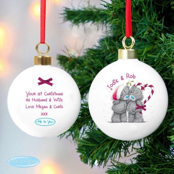Personalised Me To You Couple Christmas Bauble 1 Personalised Me To You Couple Christmas Bauble