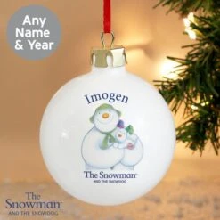 Personalised The Snowman And The Snowdog Bauble