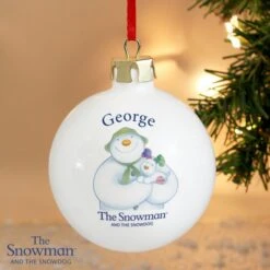 Personalised The Snowman And The Snowdog Bauble -Xmas Decor Shop p0305g43 2