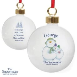 Personalised The Snowman And The Snowdog Bauble -Xmas Decor Shop p0305g43 6