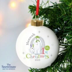 Personalised The Snowman And The Snowdog My 1st Christmas Bauble -Xmas Decor Shop p0305g56 2