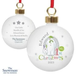 Personalised The Snowman And The Snowdog My 1st Christmas Bauble -Xmas Decor Shop p0305g56 4