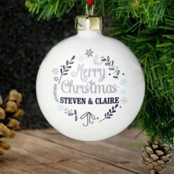 Personalised Christmas Frost Bauble -Xmas Decor Shop p0305g65 2