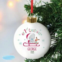 Personalised Tiny Tatty Teddy My 1st Christmas Sleigh Bauble -Xmas Decor Shop p0305g86 3