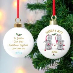 Personalised Me To You Christmas Couple's Bauble 8 Personalised Me To You Christmas Couple's Bauble -Xmas Decor Shop p0305h23 2
