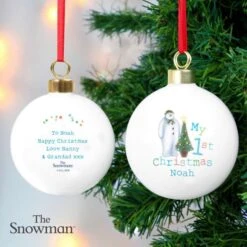 Personalised The Snowman My 1st Christmas Bauble 8 Personalised The Snowman My 1st Christmas Bauble -Xmas Decor Shop p0305h27 3