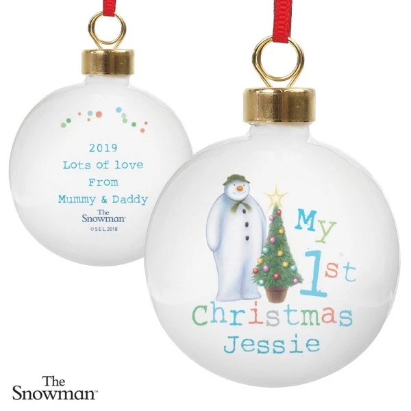 Personalised The Snowman My 1st Christmas Bauble 5 Personalised The Snowman My 1st Christmas Bauble - Image 5