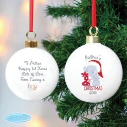 Personalised Tiny Tatty Teddy "My 1st Christmas" Bauble -Xmas Decor Shop p0305h86 3