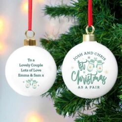 Personalised Couples Christmas Mittens Bauble -Xmas Decor Shop p0305i15 4