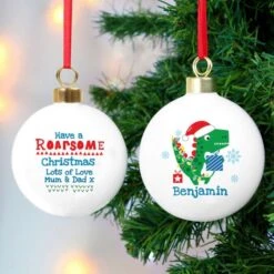 Personalised Dinosaur "Have A Roarsome Christmas" Bauble -Xmas Decor Shop p0305i19 2