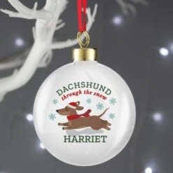 Personalised Dachshund Through... Bauble -Xmas Decor Shop p0305i30 2
