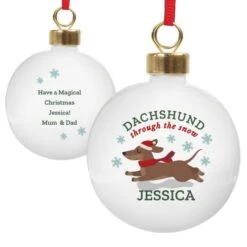 Personalised Dachshund Through... Bauble -Xmas Decor Shop p0305i30 3