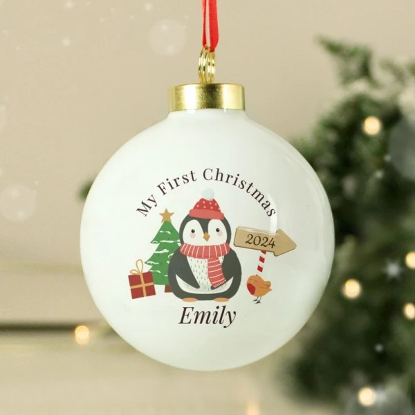 Personalised My 1st Christmas Penguin Bauble 4 Personalised My 1st Christmas Penguin Bauble - Image 4