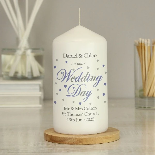 Personalised Wedding Day Pillar Candle 1 Personalised Wedding Day Pillar Candle