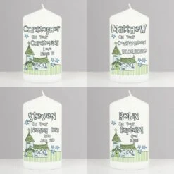 Personalised Blue Church Pillar Candle -Xmas Decor Shop p0409a49 2