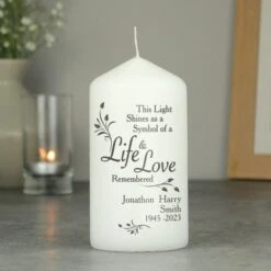 Personalised Life & Love Pillar Candle 6 Personalised Life & Love Pillar Candle -Xmas Decor Shop p0409c02 2