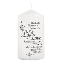 Personalised Life & Love Pillar Candle 7 Personalised Life & Love Pillar Candle -Xmas Decor Shop p0409c02 3