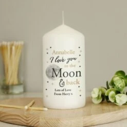 Personalised To The Moon And Back... Pillar Candle
