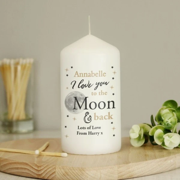 Personalised To The Moon And Back... Pillar Candle 1 Personalised To The Moon And Back... Pillar Candle
