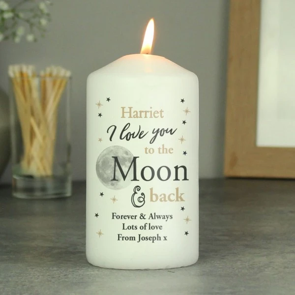 Personalised To The Moon And Back... Pillar Candle 2 Personalised To The Moon And Back... Pillar Candle - Image 2