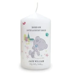 Personalised Tiny Tatty Teddy Christening Pillar Candle -Xmas Decor Shop p0409c79 2