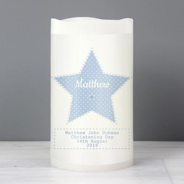 Personalised Stitch & Dot Baby Boy Nightlight LED Candle 3 Personalised Stitch & Dot Baby Boy Nightlight LED Candle - Image 3