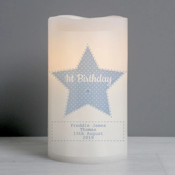 Personalised Stitch & Dot Baby Boy Nightlight LED Candle 4 Personalised Stitch & Dot Baby Boy Nightlight LED Candle - Image 4