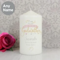 Personalised I Am Glad... Godmother Pillar Candle -Xmas Decor Shop p0409d22 2