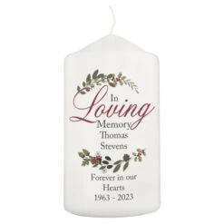 Personalised In Loving Memory Wreath Pillar Candle 10 Personalised In Loving Memory Wreath Pillar Candle -Xmas Decor Shop p0409d28 4