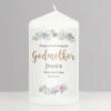 Personalised Godmother "Floral Watercolour" Pillar Candle