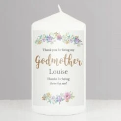 Personalised Godmother "Floral Watercolour" Pillar Candle -Xmas Decor Shop p0409d51 2