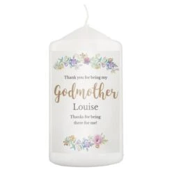 Personalised Godmother "Floral Watercolour" Pillar Candle -Xmas Decor Shop p0409d51 3