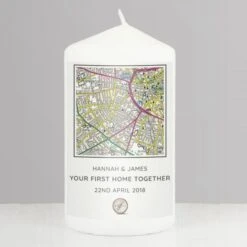 Personalised Present Day Map Compass Pillar Candle -Xmas Decor Shop p0409d53 2