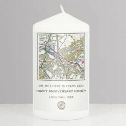 Personalised Present Day Map Compass Pillar Candle -Xmas Decor Shop p0409d53 3