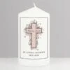 Personalised Floral Cross Pillar Candle