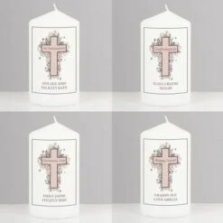 Personalised Floral Cross Pillar Candle 12 Personalised Floral Cross Pillar Candle -Xmas Decor Shop p0409d59 2