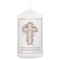 Personalised Floral Cross Pillar Candle 13 Personalised Floral Cross Pillar Candle -Xmas Decor Shop p0409d59 3