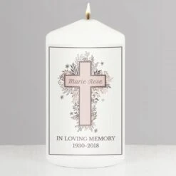 Personalised Floral Cross Pillar Candle 14 Personalised Floral Cross Pillar Candle -Xmas Decor Shop p0409d59 4