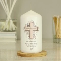 Personalised Floral Cross Pillar Candle 16 Personalised Floral Cross Pillar Candle -Xmas Decor Shop p0409d59 6