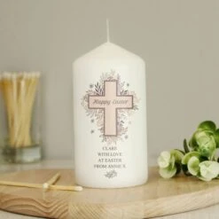 Personalised Floral Cross Pillar Candle 17 Personalised Floral Cross Pillar Candle -Xmas Decor Shop p0409d59 7
