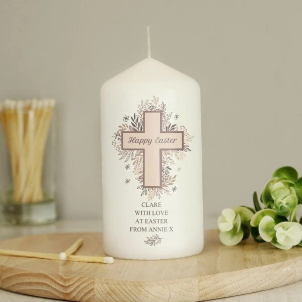 Personalised Floral Cross Pillar Candle 8 Personalised Floral Cross Pillar Candle - Image 8