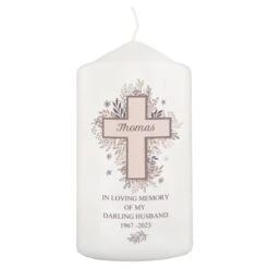 Personalised Floral Cross Pillar Candle 18 Personalised Floral Cross Pillar Candle -Xmas Decor Shop p0409d59 8