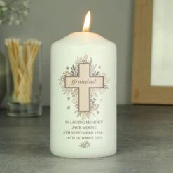 Personalised Floral Cross Pillar Candle 19 Personalised Floral Cross Pillar Candle -Xmas Decor Shop p0409d59 9