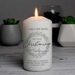 Personalised "Truly Blessed" Christening Pillar Candle
