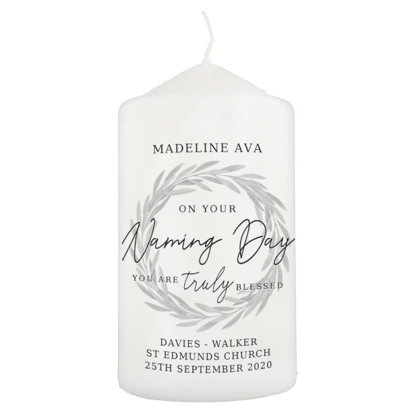 Personalised Truly Blessed Naming Day Pillar Candle 2 Personalised Truly Blessed Naming Day Pillar Candle - Image 2