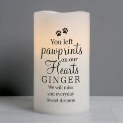 Personalised Pawprints On Our Hearts LED Candle -Xmas Decor Shop p0409d93 3